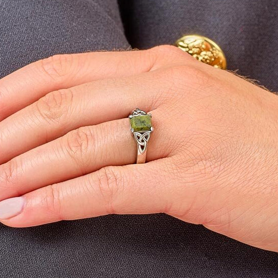 Marble and Trinity Knot Ring - Sterling Silver