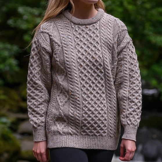 Unisex Aran Crew Neck Sweater