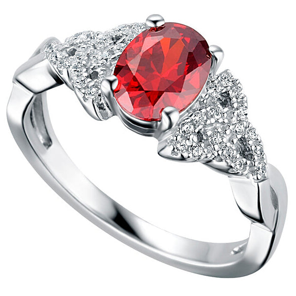Birthstone Trinity Knot Ring - Sterling Silver