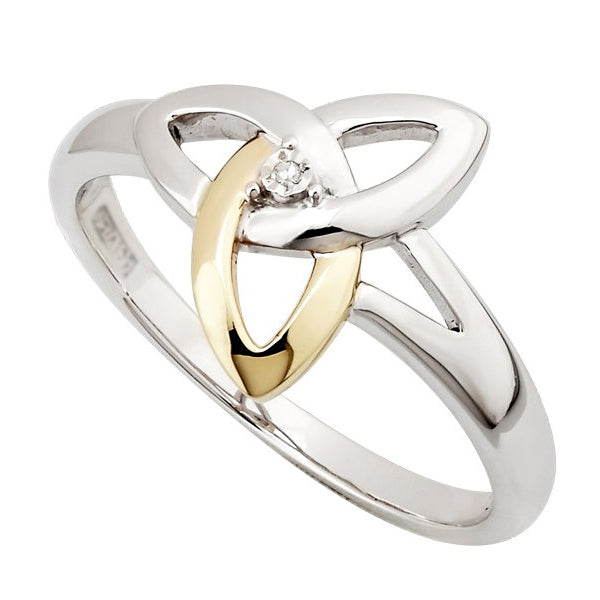 Diamond Trinity Knot Ring - 10k Gold and Silver