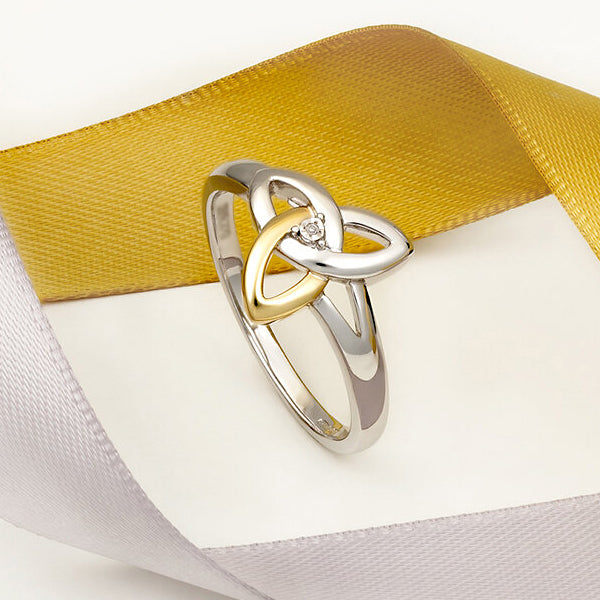 Diamond Trinity Knot Ring - 10k Gold and Silver