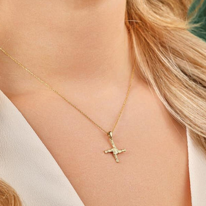 St. Brigid Cross Necklace - 10k Gold