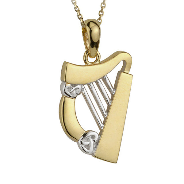 14k Gold Irish Harp Necklace