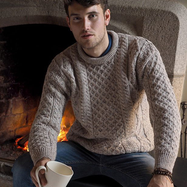 Unisex Aran Crew Neck Sweater