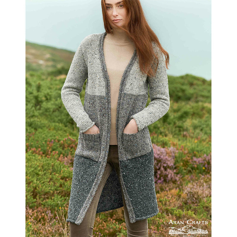 Donegal Wool Three-Tone Cardigan Coat