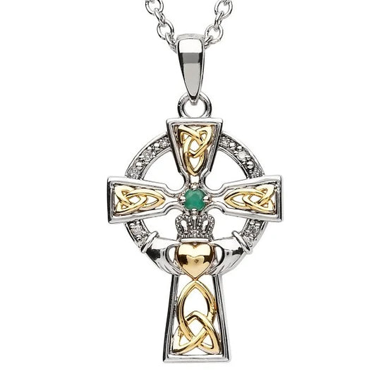 Celtic Cross w/ Emerald & Diamonds