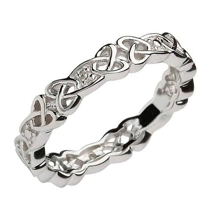 Celtic Knots and Diamonds Ring - Sterling Silver