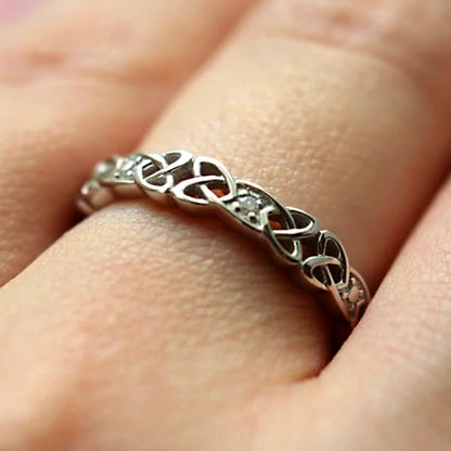 Celtic Knots and Diamonds Ring - Sterling Silver