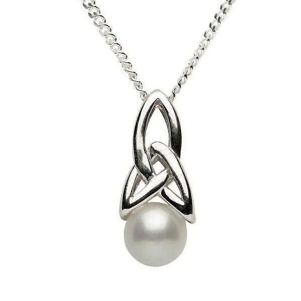 Celtic Knot & Pearl Necklace - Sterling Silver