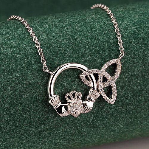 Claddagh & Trinity Knot Necklace - Sterling Silver