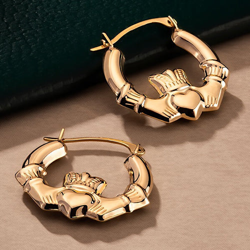 gold claddagh hoop earrings