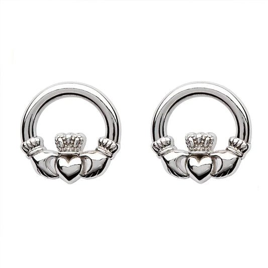 Claddagh Stud Earrings - Sterling Silver