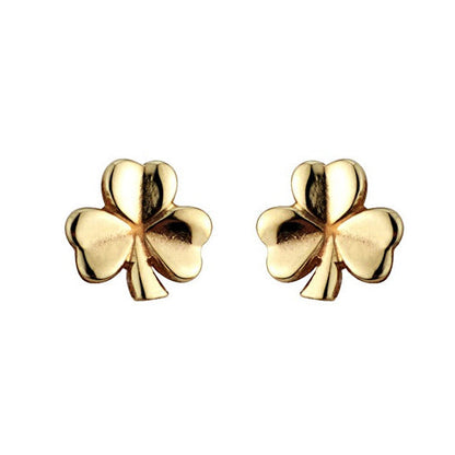 Irish Shamrock Stud Earrings - 10k Gold