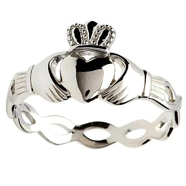 Intertwining Claddagh Ring - Sterling Silver