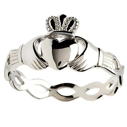 Intertwining Claddagh Ring - Sterling Silver