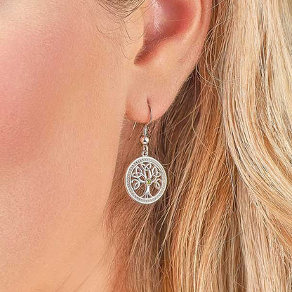 Silver Tree of Life Drop Earrings