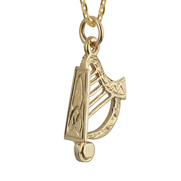 Small 9k Gold Irish Harp Necklace