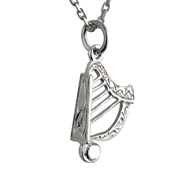 Small Irish Harp Necklace - Sterling Silver