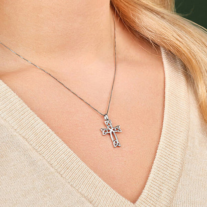 Small Silver Celtic Cross Necklace