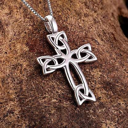 Small Silver Celtic Cross Necklace