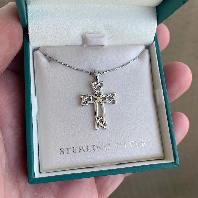 Small Silver Celtic Cross Necklace