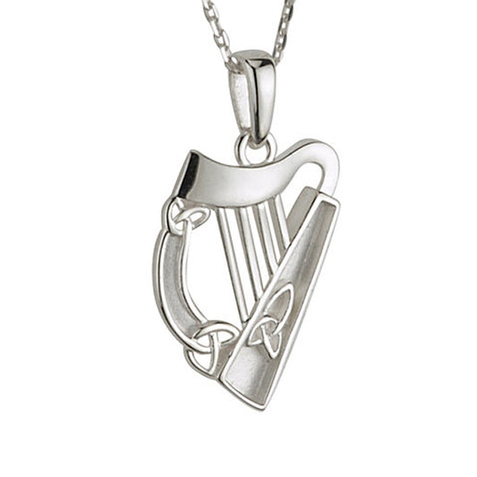 Irish Harp Necklace - Sterling Silver