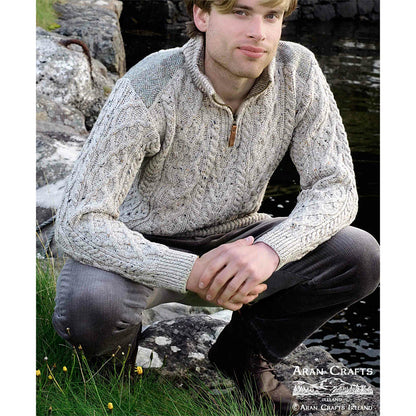 Half-Zip Sweater w/ Tweed Shoulders