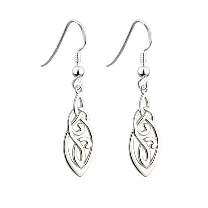 Long Celtic Knot Earrings - Sterling Silver