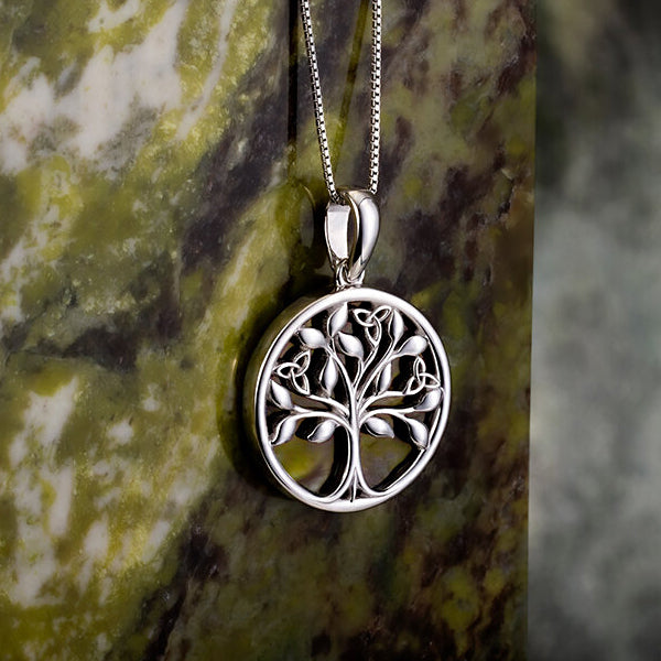 Silver & Marble Tree of Life Necklace