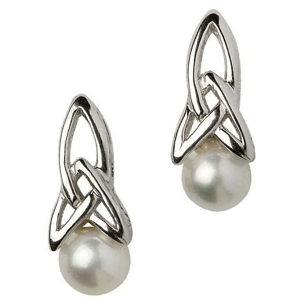 Trinity Knot Pearl Earrings - Sterling Silver